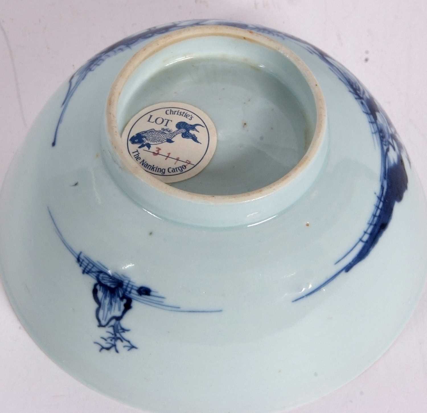 A Chinese porcelain blue and white bowl from the Nanking Cargo with Christies label to base and - Image 6 of 6