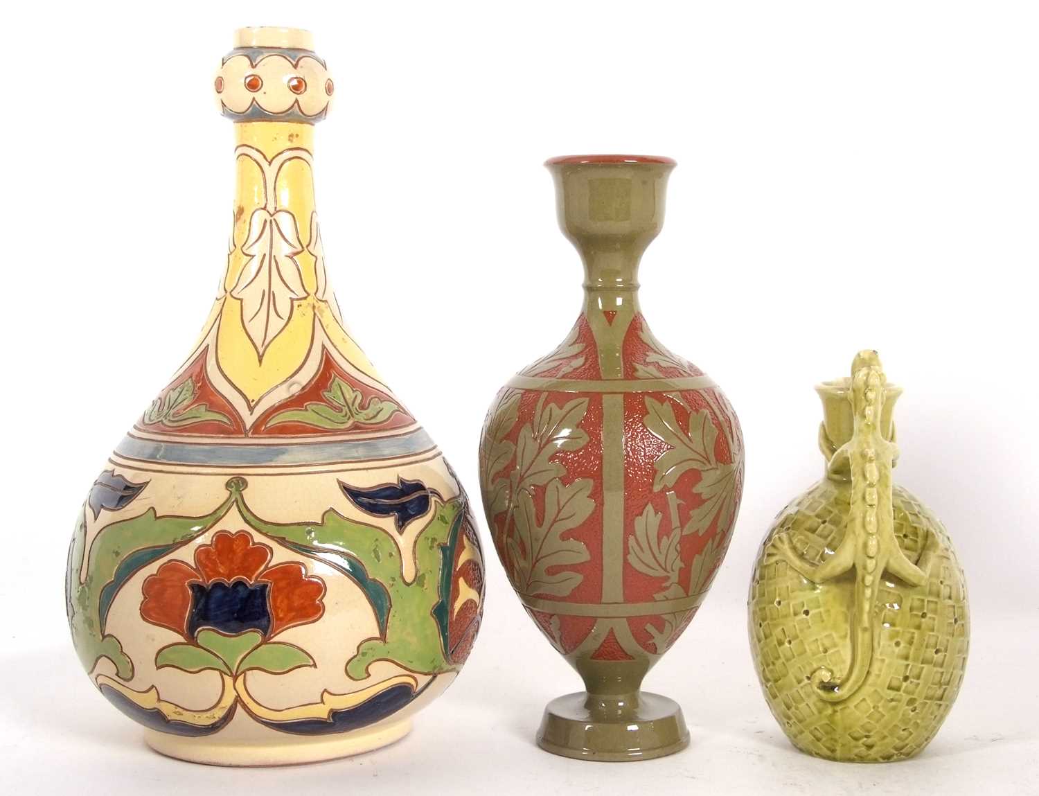 A group of Art Pottery wares including a Salopian vase in the Rhodian pattern, a small Burmantofts - Image 5 of 6