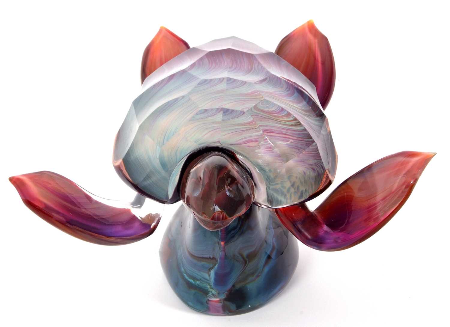 Dino Rosin (1948) - A Murano Calcedonia sculpture of a turtle raised on oval base with artists - Image 4 of 9