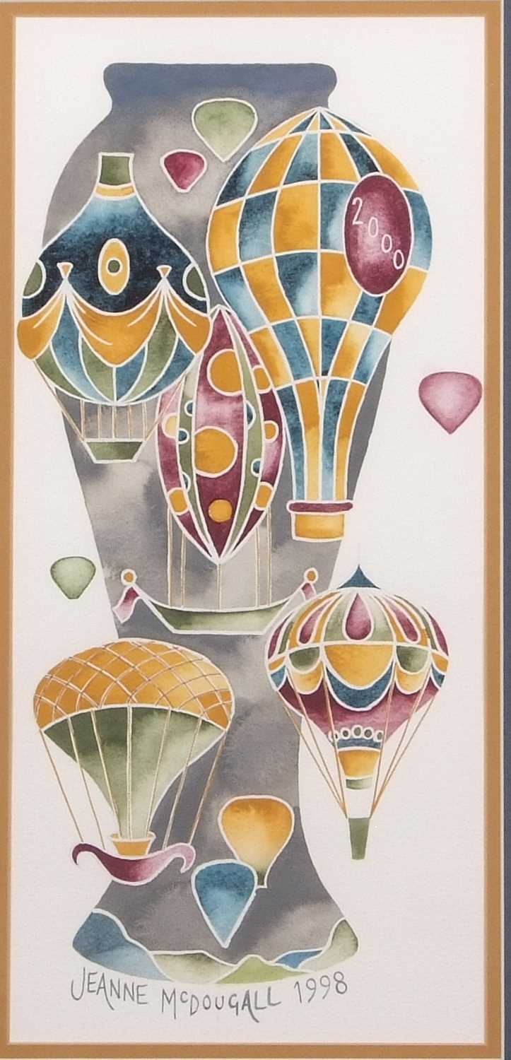 Moorcroft style ballooning watercolour signed by Moorcroft artist Jeanne McDougall - Image 3 of 3