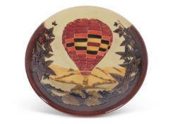 A Moorcroft ballooning charger commissioned by R & R collectibles with factory stamp and artist's
