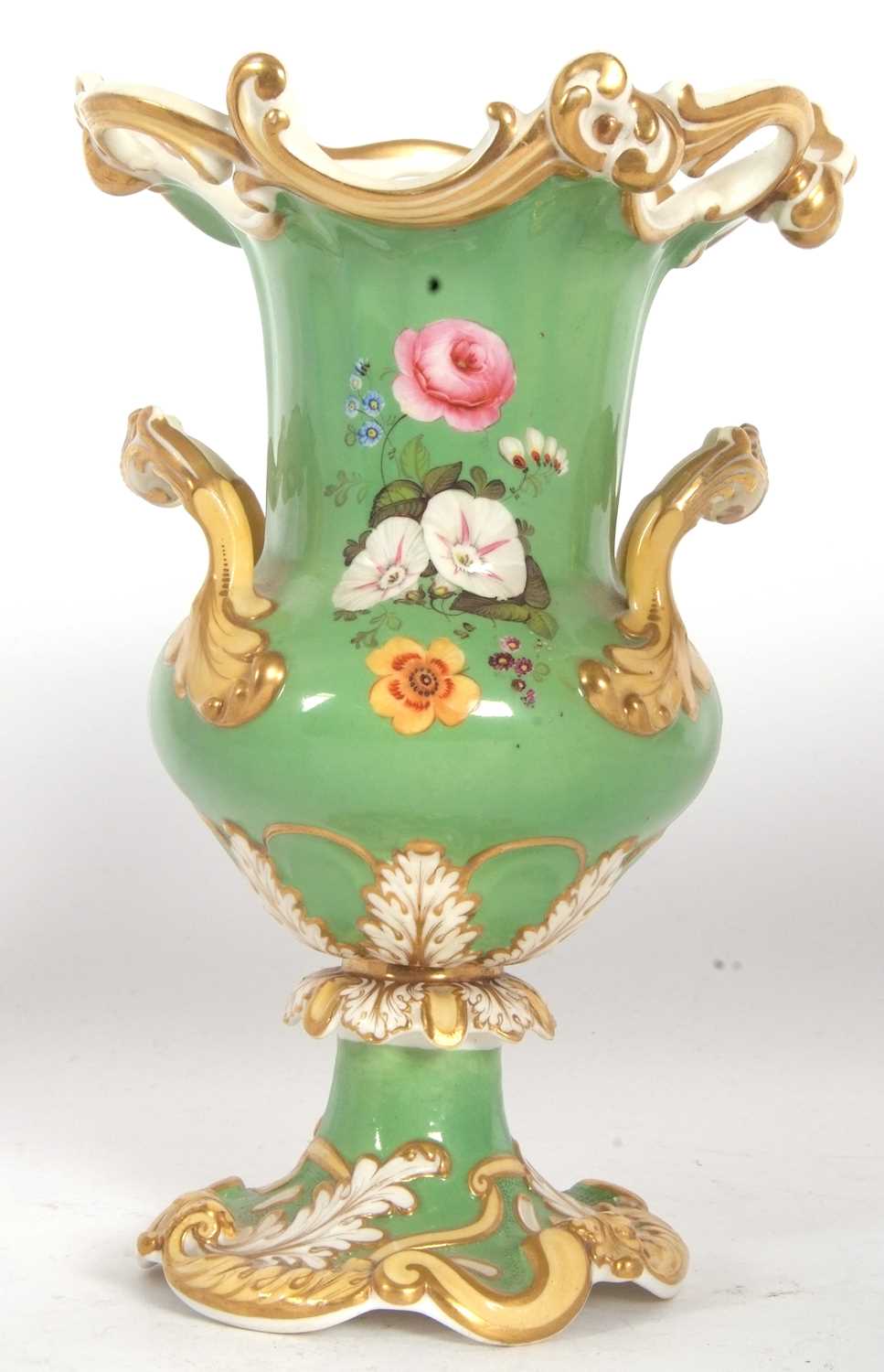 A 19th Century Coalport style vase, the central panel finely painted with floral spray on cream - Image 4 of 7