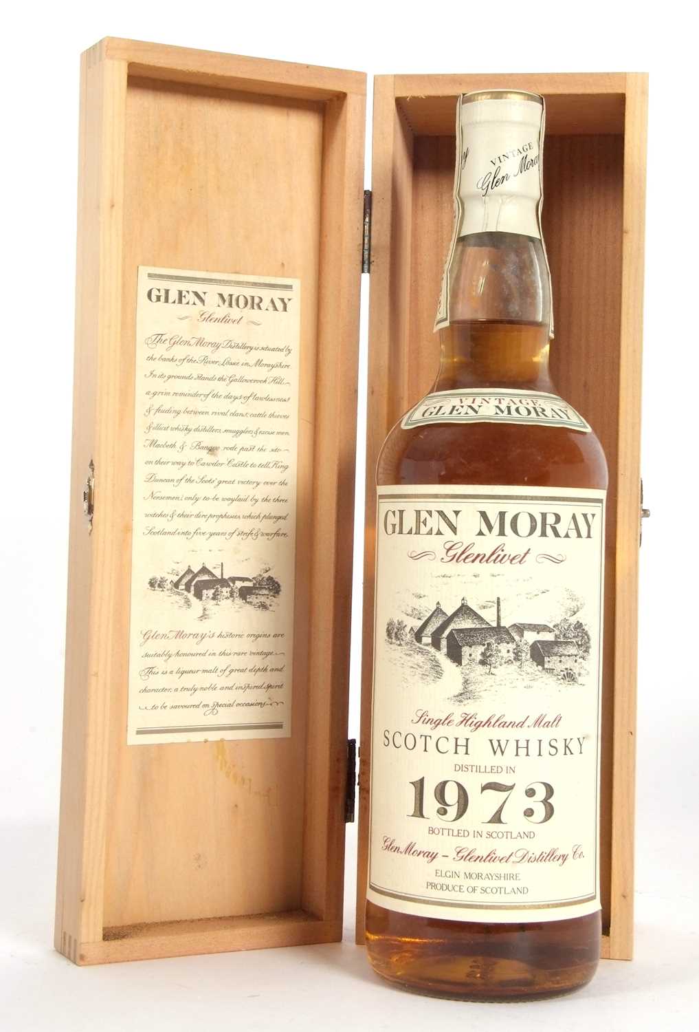 Glen Moray Glenlivet Vintage 1973 Aingle Highland Malt Whisky, 75cl, in original wooden presentation - Image 2 of 10