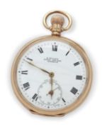 A B Bullen of Norwich 9ct gold open face pocket watch, hallmarked and stamped 375 in the case