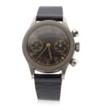 A Leondas vintage chronograph gents watch, the watch has a stainless steel case and a manually crown