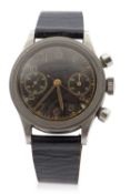 A Leondas vintage chronograph gents watch, the watch has a stainless steel case and a manually crown