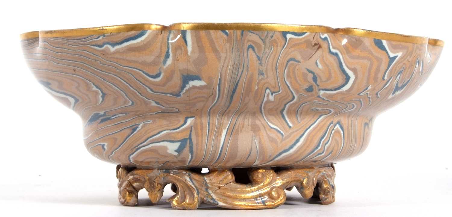 A large shaped Agate ware bowl by Doulton Lambeth in the marquetiere with Doulton & Rix patent - Image 5 of 9