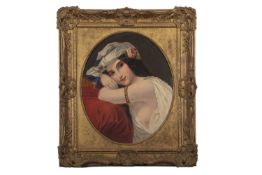 Continental School, late 19th century / early 20th century, portrait of a young lady in oval, oil on