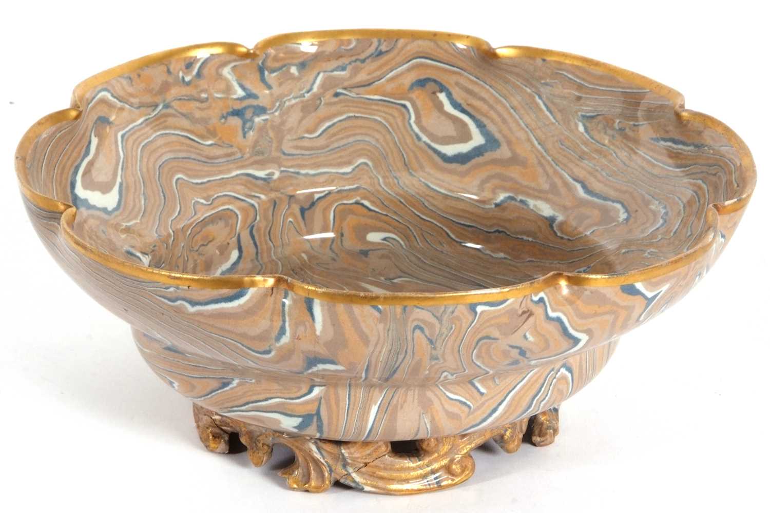 A large shaped Agate ware bowl by Doulton Lambeth in the marquetiere with Doulton & Rix patent - Image 3 of 9