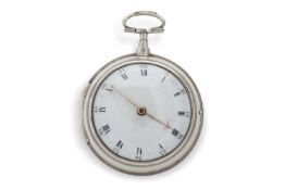 A silver pair cased pocket watch, hallmarked London 1796, the pocket watch maker is Isaac Rogers