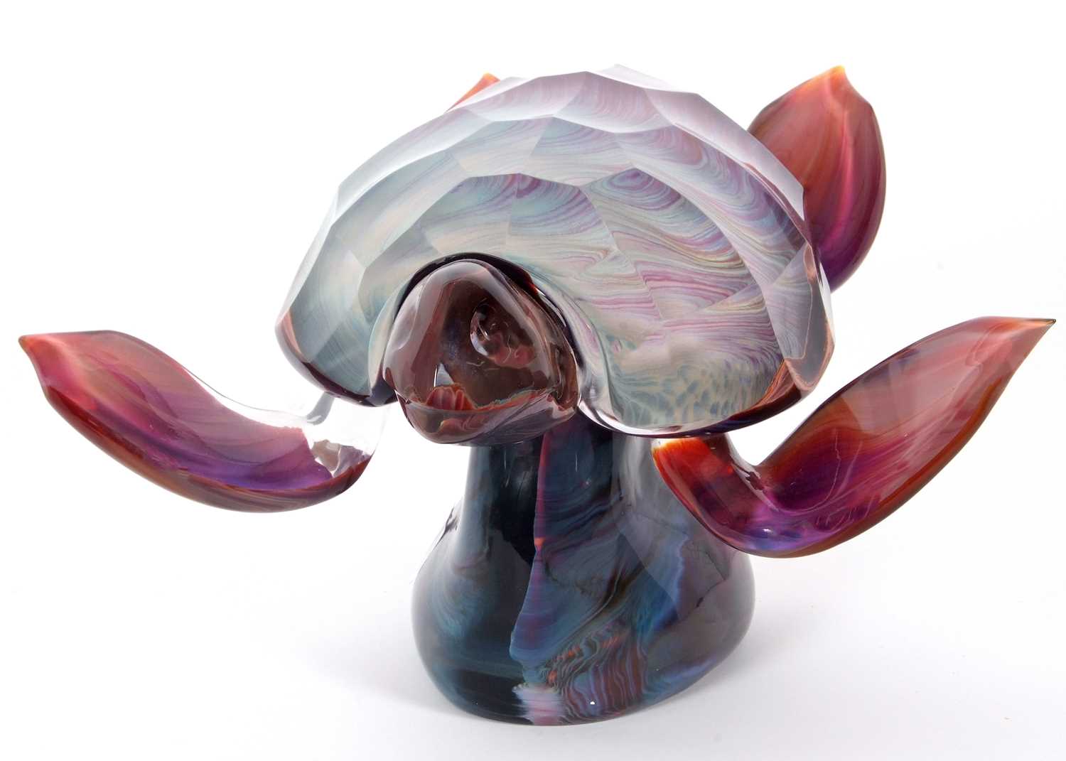 Dino Rosin (1948) - A Murano Calcedonia sculpture of a turtle raised on oval base with artists - Image 3 of 9