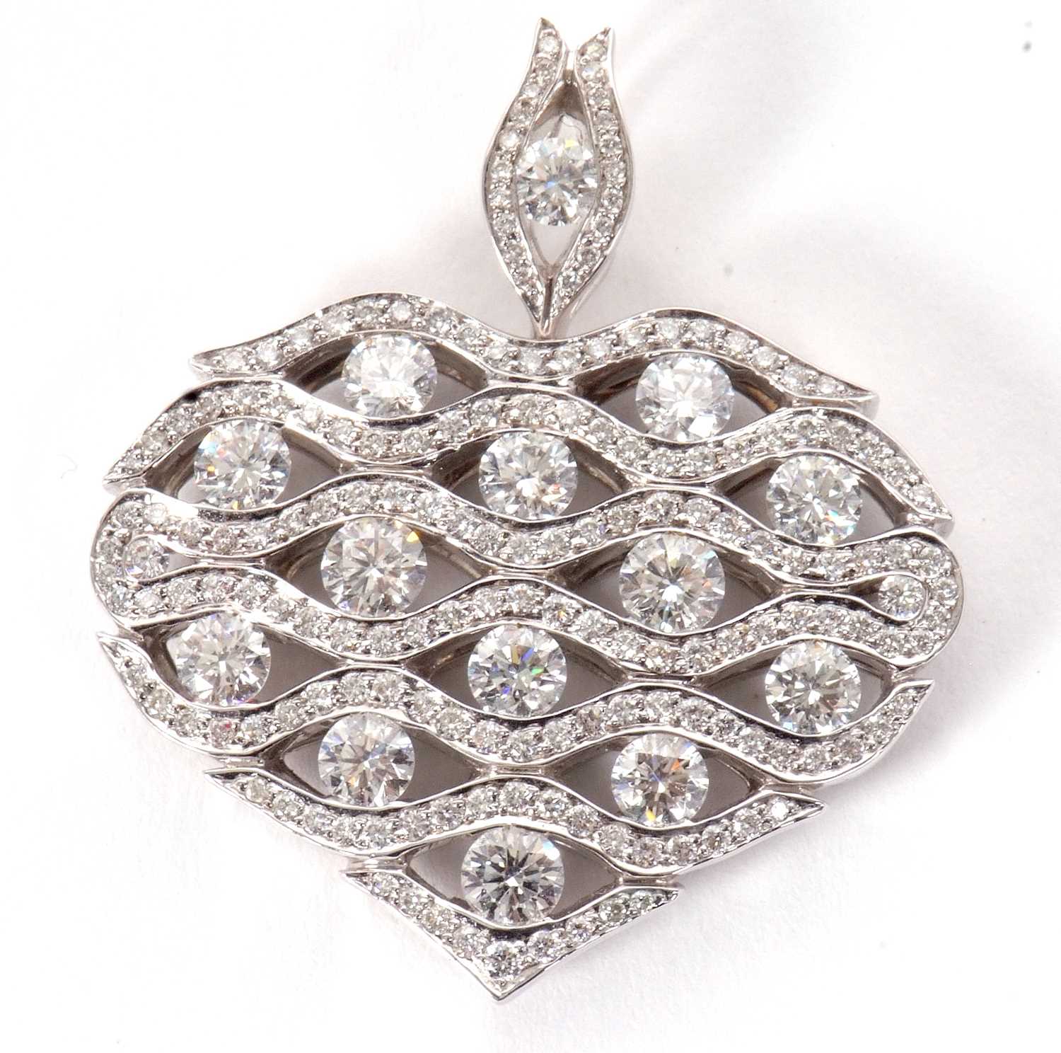 An 18ct white gold diamond heart pendant by Cyril Waskoll, the heart covered with a diamond set - Image 4 of 8