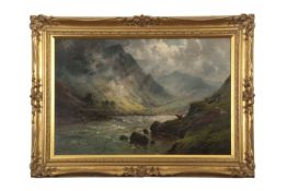 Alfred De Breaski Jnr (British,1877-1957), Highland scene, inscribed on canvas verso: 'In the Pass