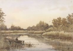Colin W. Burns (British, b.1944) "Filby Broad", watercolour, signed Colin W Burns lower left, 14.