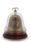 A Mappin and Webb Maritime table clock in bell shaped glazed dome, silvered chapter ring and open
