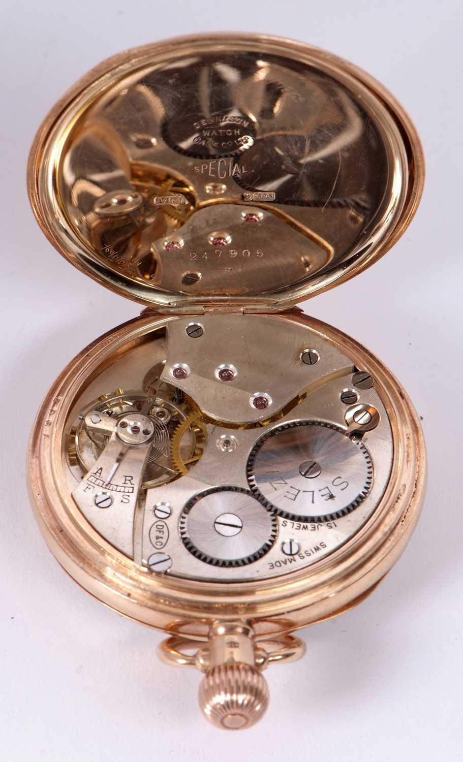 A B Bullen of Norwich 9ct gold open face pocket watch, hallmarked and stamped 375 in the case - Image 5 of 7