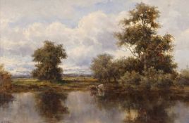 Campbell Archibald Mellon (British,1876-1955), Pastoral landscape, oil on board, initialled,19x24cm,