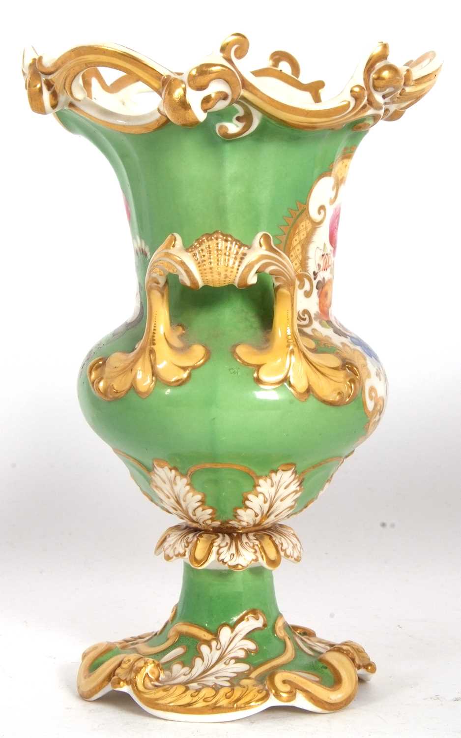 A 19th Century Coalport style vase, the central panel finely painted with floral spray on cream - Image 5 of 7