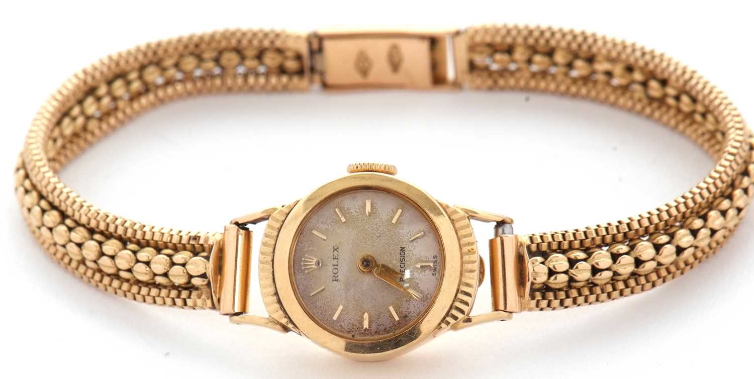 An 18ct gold ladies Rolex Precision with box and guarantee, stamped on the bracelet clasp and inside - Image 5 of 9