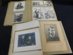 Box of 4 assorted scrap books including 2 late Victorian/early 20th Century with political cartoons,
