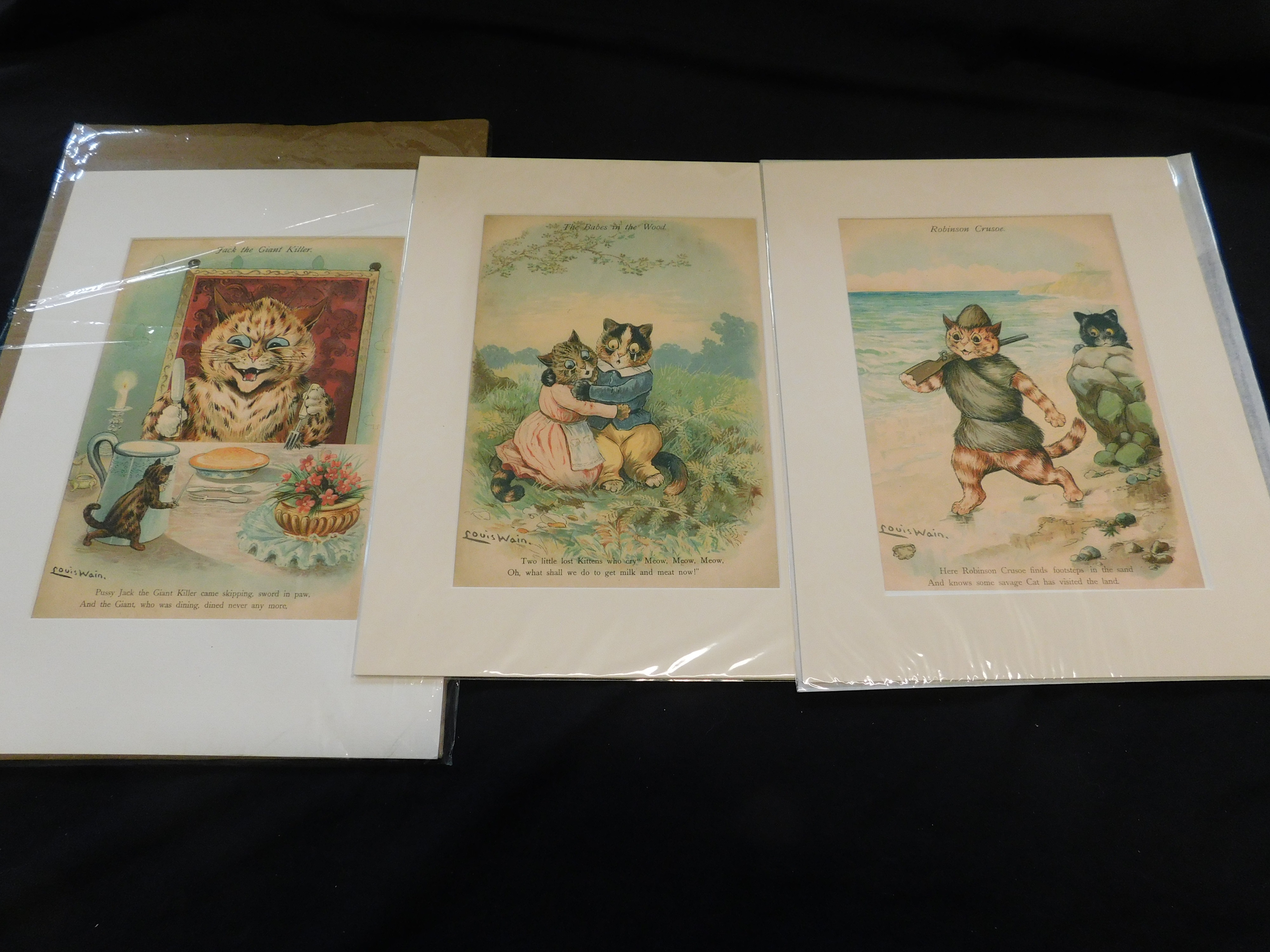 LOUIS WAIN: SIX MOUNTED COLOURED LITHO PRINTS, Pub, Raphael, Tuck circa 1905, comprising Robinson