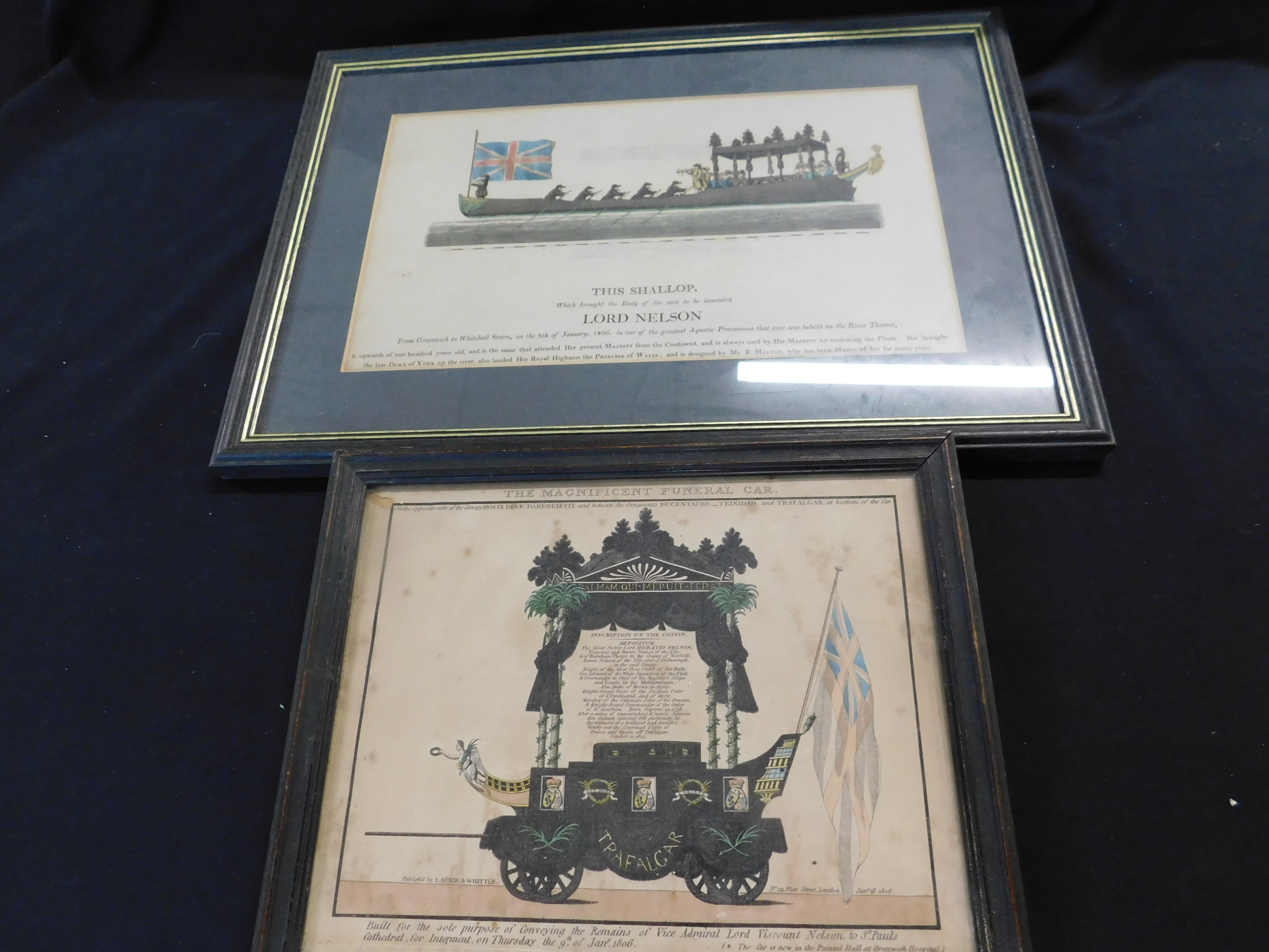 Three Admiral Horatio Lord Nelson 1806 funeral prints comprising "The Magnificent Funeral Car"