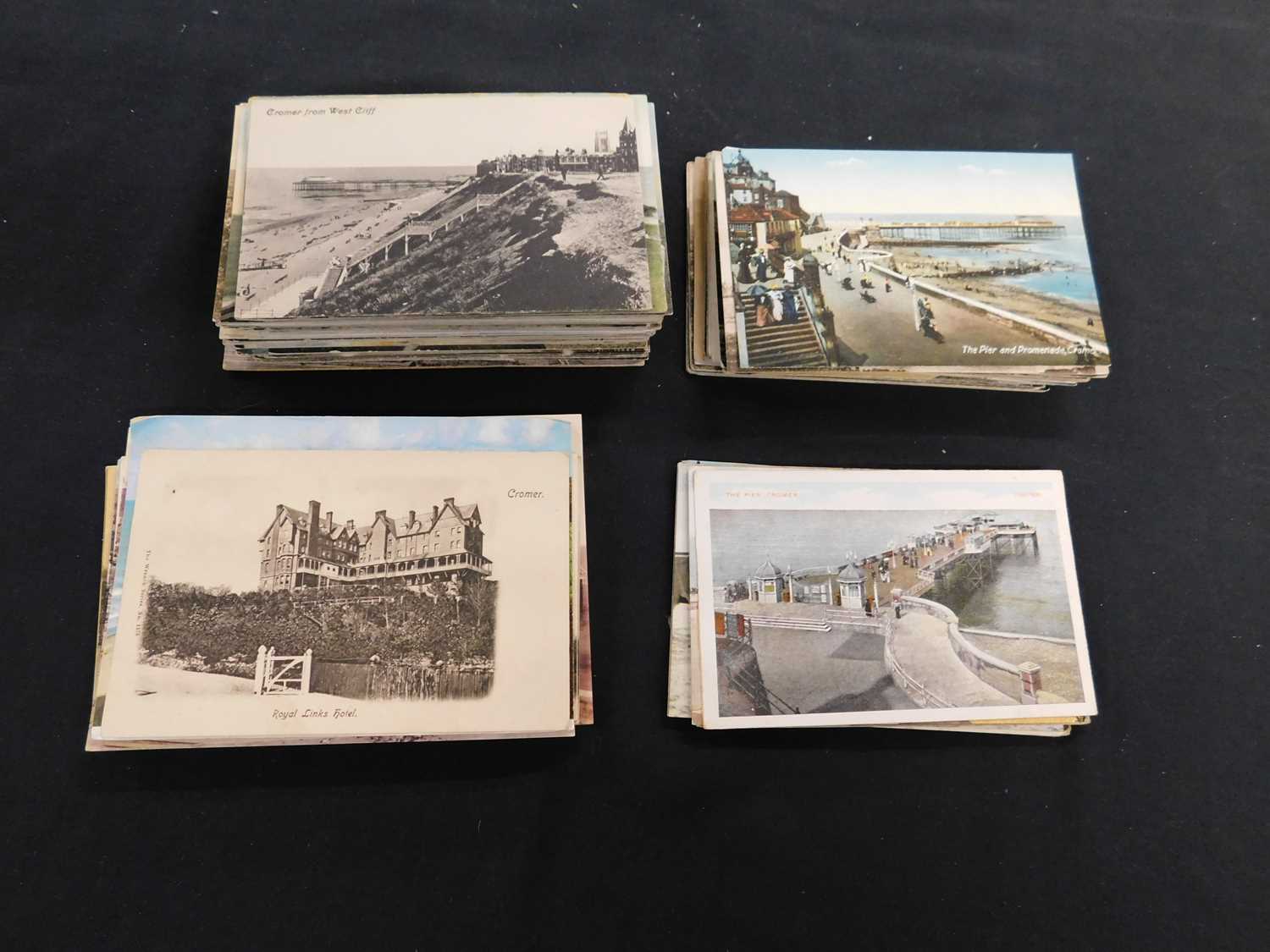 Small box - 140 plus Cromer picture postcards including Church, Lighthouse, Pier, East and West