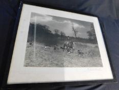 Large fox hunting photograph, indistinctly signed, Frank H... approx 360 x 490mm, framed and glazed