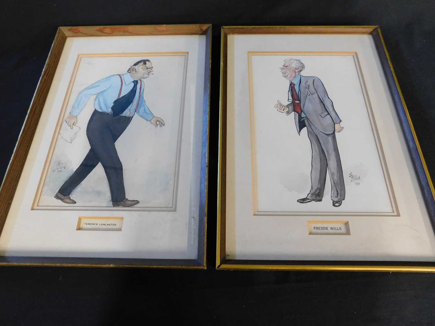 Ralph Sallon (1899-1999) 4 original pen and ink watercolours of Daily Mirror journalists