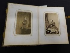 Small Victorian Carte de Visite album containing 48 photos including Queen Victoria and Albert, King