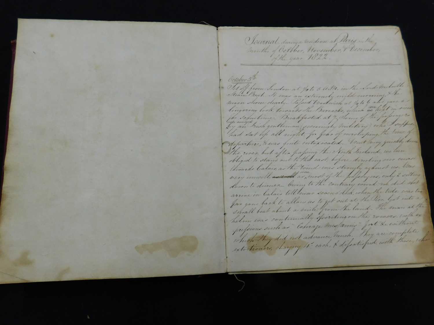 A LATE GEORGIAN MANUSCRIPT TRAVELOGUE by an anonymous young Scotsman, 5 manuscript travels - Image 2 of 6