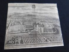 I KIP: BERKLEY CASTLE THE SEAT OF THE EARLE OF BERKLEY, engraved view, circa 1610, approx 320 x