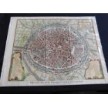 J BASIRE?: BRUGES ONE OF THE PRINCIPAL CITIES OF FLANDERS, engraved hand coloured plan, circa