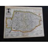 W HOLLAR: A MAPP OF YE COUNTY OF NORFOLKE... engraved hand coloured map, circa 1670, approx 190 x