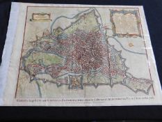 J BASIRE? : GHENT A LARGE CITY AND CASTLE IN FLANDERS, engraved plan circa 1720, approx 360 x 470mm