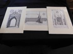 H HULBERGH - 3 18th Century engraved views of Norwich Cathedral, various sizes (3)