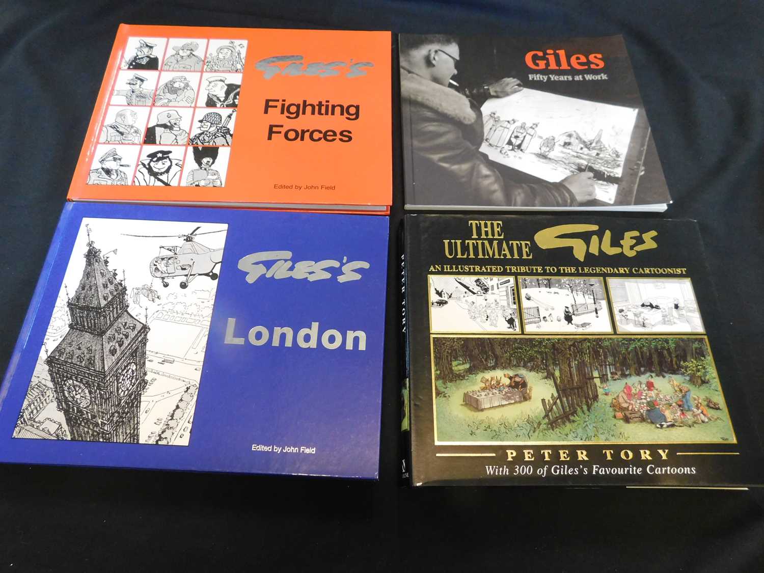 PETER TORY: 4 Titles: GILES A LIFE IN CARTOONS, 1992, first edition, oblong 4to, original cloth d/w,