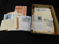 Box - Private Press items, assorted flyers, leaflets including Whittingham Press, good quantity of