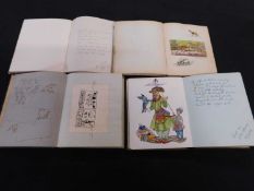 Packet - 4 assorted, mainly Edwardian period common place albums including watercolours, drawings,