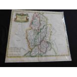 R MORDEN: NOTTINGHAMSHIRE, engraved hand coloured map [1695] approx 345 x 412mm