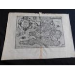 H NAGEL: ANGLIAE... engraved map, circa 1573, approx 182 x 265mm