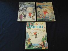 A NEW RUPERT BOOK - THE RUPERT BOOK - RUPERT [1945, 1948, 1949] annuals, first work price clipped,