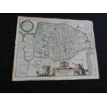 R BLOME: A MAPP OF THE COUNTY OF NORFOLCK.. engraved hand coloured map [1673]