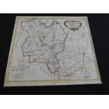 R MORDEN: HUNTINTONSHIRE, engraved part hand coloured map [ 1695], approx 365 x 420mm