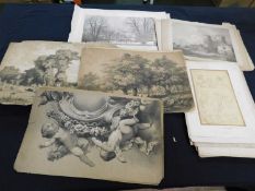 Box - Good quantity of engraved prints, mainly 19th Century and earlier