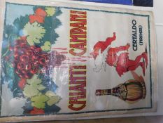 Coloured litho Italian advertising poster Chianti Campani... artists initials AGA Emoli, approx 1000