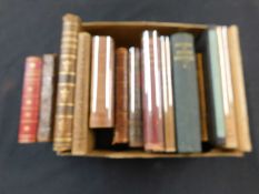 Small box containing a quantity of various antiquarian language reference books