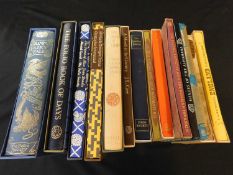 Fourteen various Folio Society vols incl Grimm Fairy Tales, Fables of Aesop, Folio Book of Days,