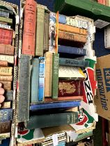 Box of books including Alice in Wonderland, Little Women, Oliver Twist, Great Expectations, The