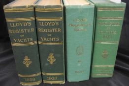 Four vols "Lloyd's Register of Yachts" for 1937, 1929, 1978 and 1975